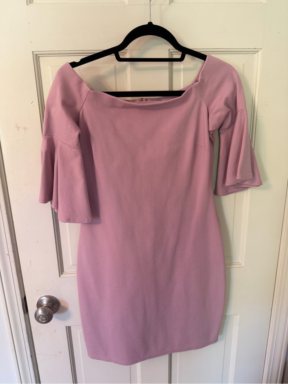 Gianni Bini Lavender Off-Shoulder Bell Sleeve Dress